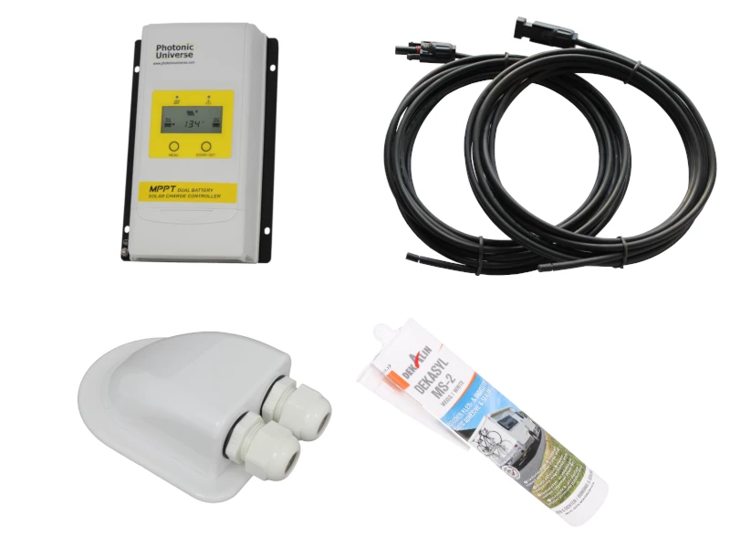 Installation Kit For Semi-Flexible Solar Panels - 130W Max. - Dual Output Controller 1 Installation Kit For Semi-Flexible Solar Panels - 130W Max. - Dual Output Controller