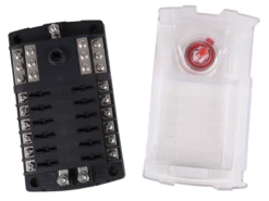 Fuse Box With Common Power & Ground Busbars - 12 Way -12Volt Planet Sales Store 12 way blade fusebox with busbars auto marine5B35D