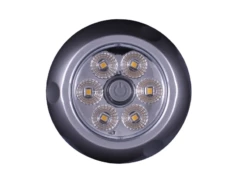 Push Button LED Ceiling Light With 3 Position Tilt - Matt Silver Housing (Cool White)
