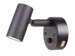 Nano 12V LED Spot Light With USB Socket - Black (Neutral White)